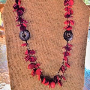 FreeStyle Long Red Wood Necklace